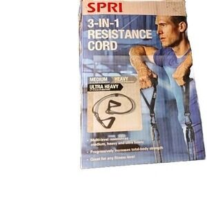 SPRI 3 in 1 Resistance Cord up to 60 Lbs Ultra Heavy Med‎ Interchangeable